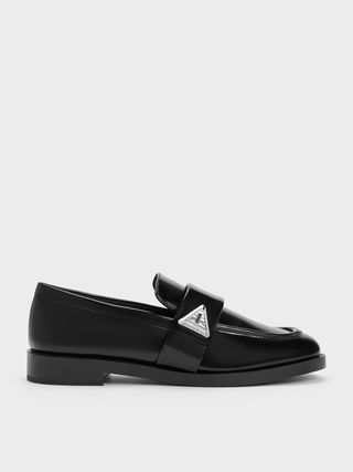 Charles & Keith + Black Boxed Trice Metallic Accent Loafers