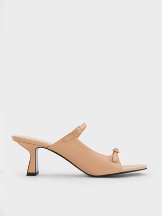 Charles & Keith + Nude Double Strap Heeled Mules