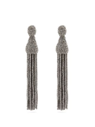 Oscar de la Renta + Bead-Embellished Tassel-Drop Earrings