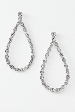 Warehouse + Crystal Teardrop Earrings in Silver