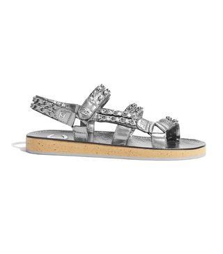 Chanel + Metallic Lambskin Sandals