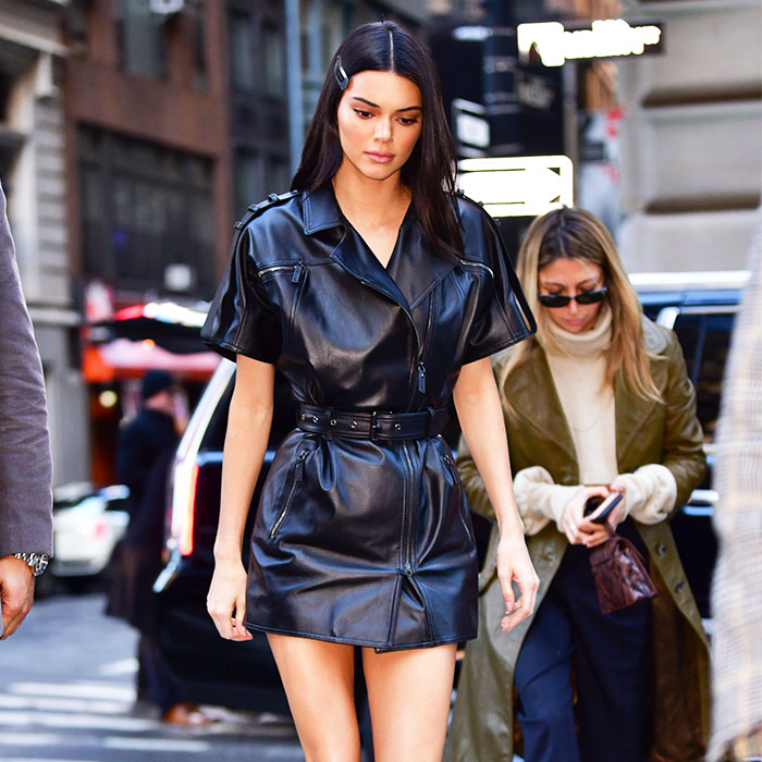 Kendall Jenner: Black Shirt Dress and Boots