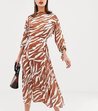 ASOS Design + Zebra-Print Midi Dress
