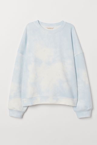 H&M + Light Blue Patterned Sweatshirt