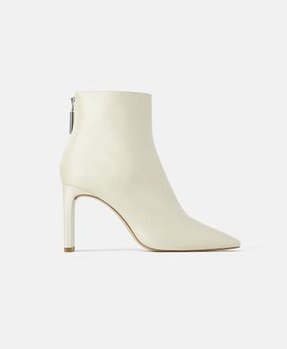 Zara + Wide-Heeled Leather Ankle Boots