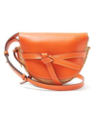 Loewe + Gate Mini Leather and Raffia Bag