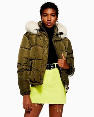 Topshop + Faux Fur Lined Puffer Jacket