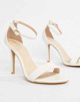 Glamorous + White Barely There Heeled Sandal
