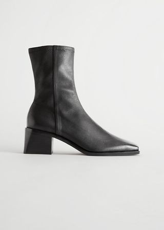 & Other Stories + Squared Leather Sock Boots