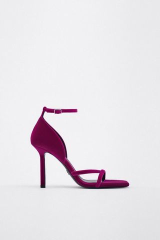 Zara + High-Heel Velvet Sandals