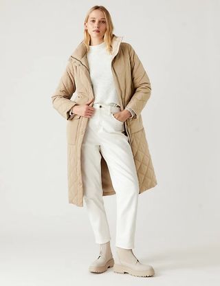 M&S Collection + Quilted Stormwear™ Longline Puffer Coat