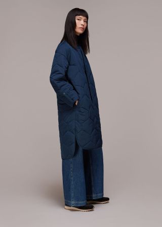 Whistles + Longline Quilted Coat