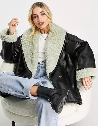 Asos Design + Chuck on Jacket in Black With Sage Borg