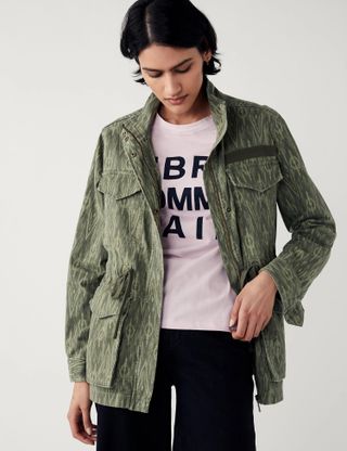 M&S Collection + Cotton Rich Printed Utility Jacket