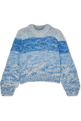 Ganni + Julliard Striped Mohair Blend Sweater