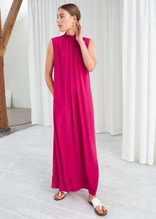 & Other Stories + Scalloped Mock Neck Maxi Dress