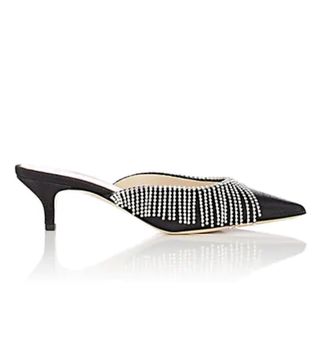 Area + Crystal-Fringed Lamé Mules