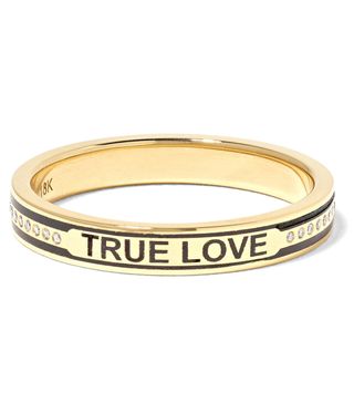 Foundrae + True Love 18-Karat Gold, Diamond and Enamel Ring