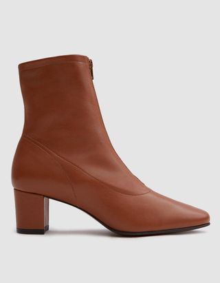 By Far Shoes + Neva Leather Ankle Boot in Brown