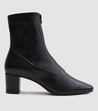 By Far + Neva Leather Ankle Boot in Black