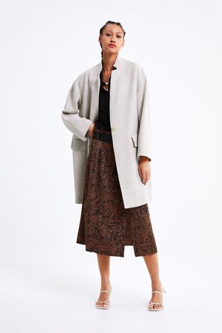 Zara + Inverted Lapel Coat