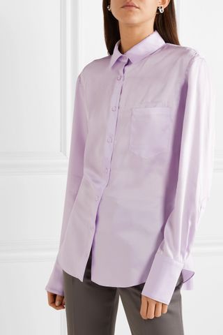 Commission + Banker Embroidered Satin-Twill Shirt