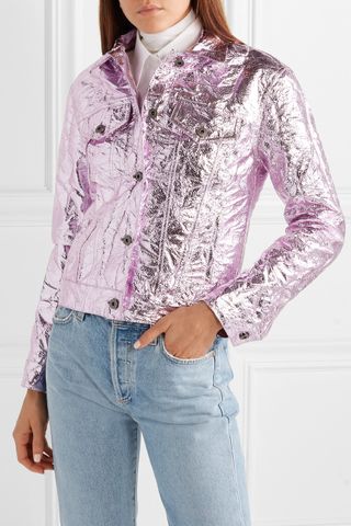 Sies Marjan + Alby Cropped Metallic Crinkled-Jacquard Jacket