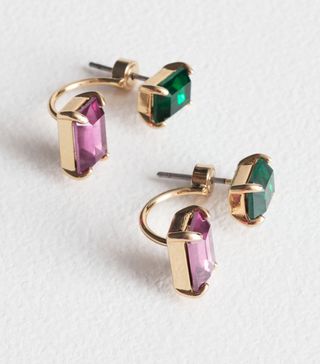& Other Stories + Jewelled Front Back Stud Earrings