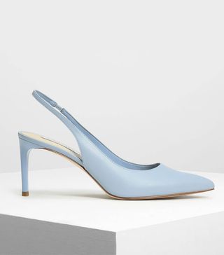 Charles & Keith + Blue Pointed Toe Slingback Shoes