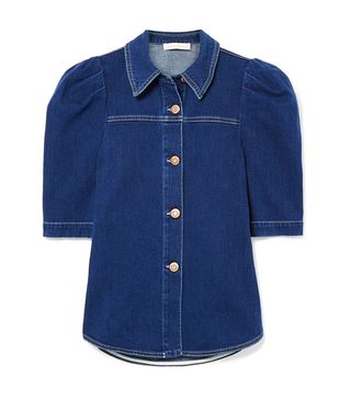 See by Chloé + Button Down Puff Sleeve Denim Blouse