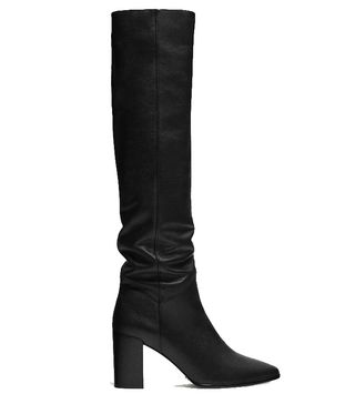 Massimo Dutti + Black Leather Heeled Boots