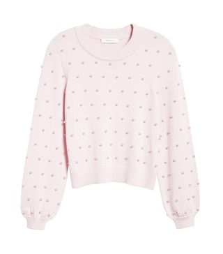 Milly + Imitation Pearl Embellished Wool Sweater