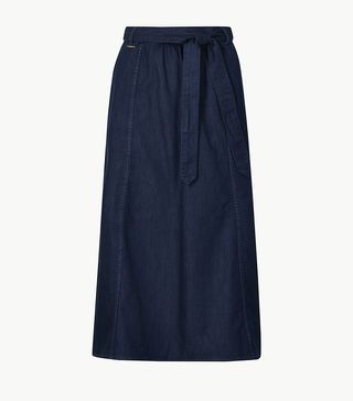 Marks & Spencer + Pure Cotton Denim Midi Skirt