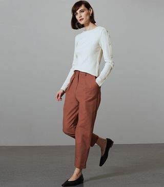 Marks & Spencer + Cotton Rich Tapered Leg Peg Trousers