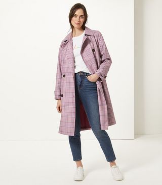 Marks & Spencer + Checked Double Breasted Trench Coat