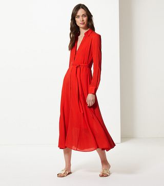 Marks & Spencer + Long Sleeve Shirt Midi Dress