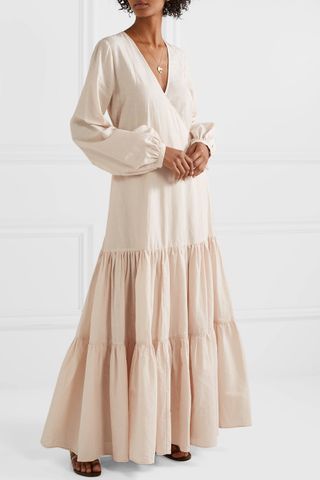 Matin + Tiered Cotton and Linen-Blend Voile Wrap Maxi Dress