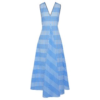 Ganni + Charron Checked Cotton-Blend Seersucker Maxi Dress