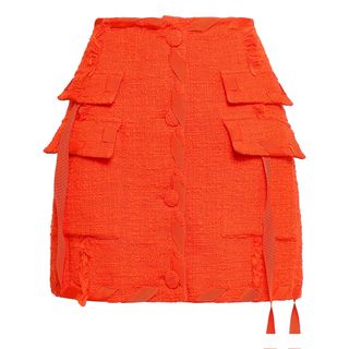 MSGM + Frayed Cotton-Blend Bouclé-Tweed Mini Skirt