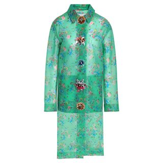 Christopher Kane + Embellished Floral-Print Woven Coat