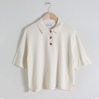 & Other Stories + Textured Cotton Blend Polo Top
