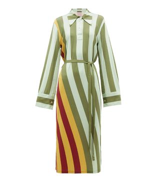 JW Anderson + Striped Polo-Neck Midi Dress