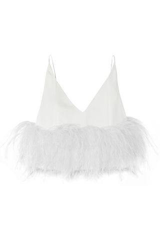 16Arlington + Feather-Trimmed Crepe Camisole