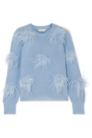 Stine Goya + Candice Feather-Embellished Knitted Sweater