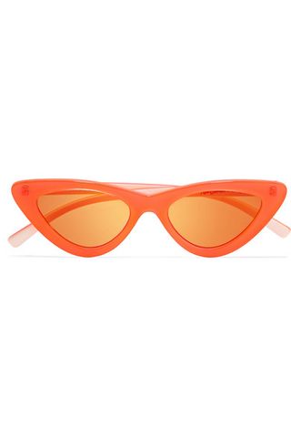 Le Specs + Adam Selman + The Last Lolita Cat-Eye Neon Acetate Mirrored Sunglasses