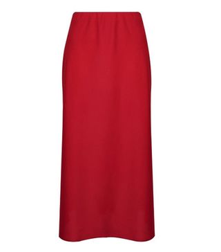 Dorothy Perkins + Red Bias Satin Midi Skirt