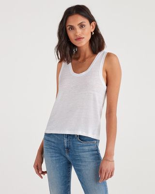 7 for All Mankind + Scoop Neck Tank in Optic White