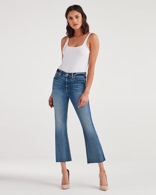 7 for All Mankind + High Waist Slim Kick With Cut Off Hem in Canyon Ranch