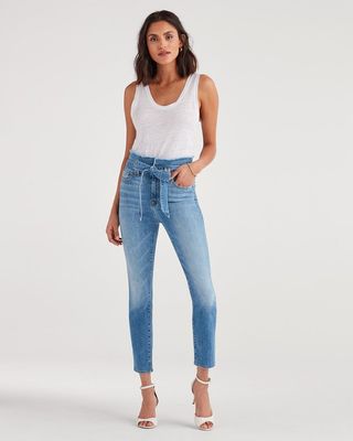 7 for All Mankind + Paper Bag Roxanne Ankle in Bright Blue Jay