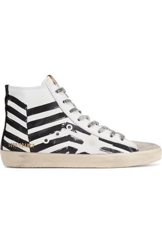 Golden Goose + Francy Distressed Leather and Suede High-Top Sneakers